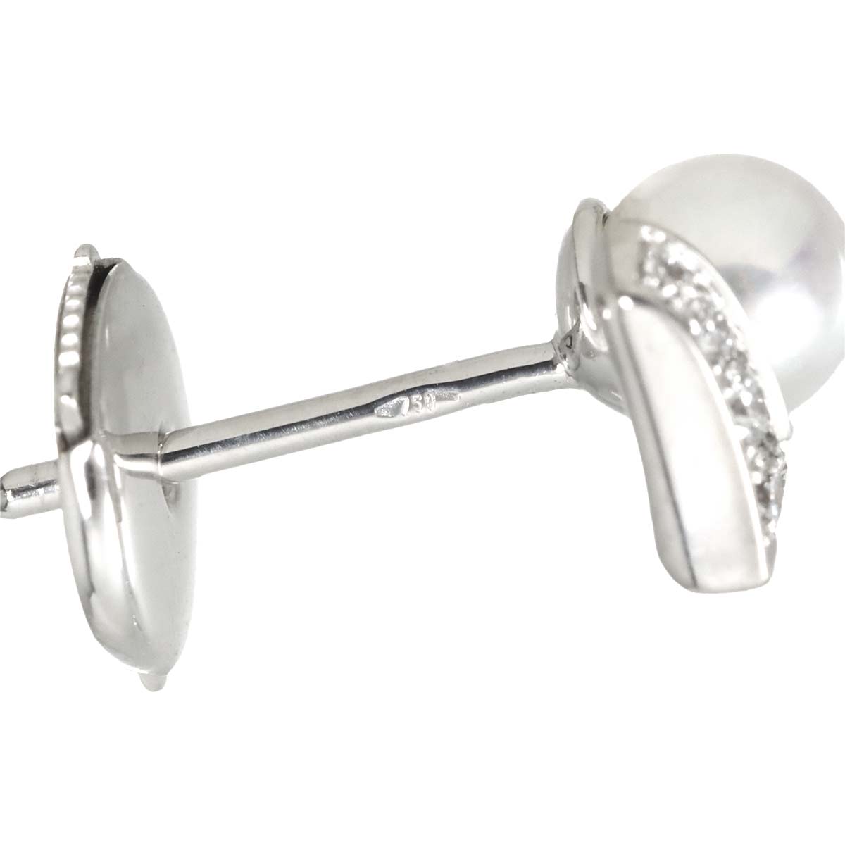 Josephine Akoya Pearl Diamond Earrings Pierced 18K WG 750