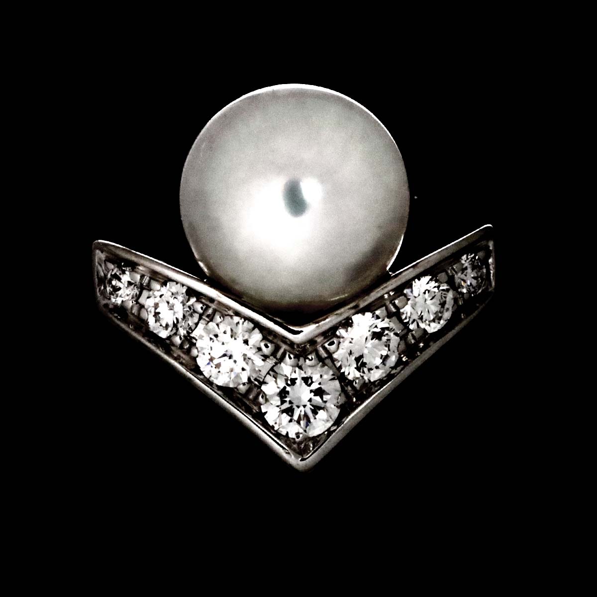 Josephine Akoya Pearl Diamond Earrings Pierced 18K WG 750