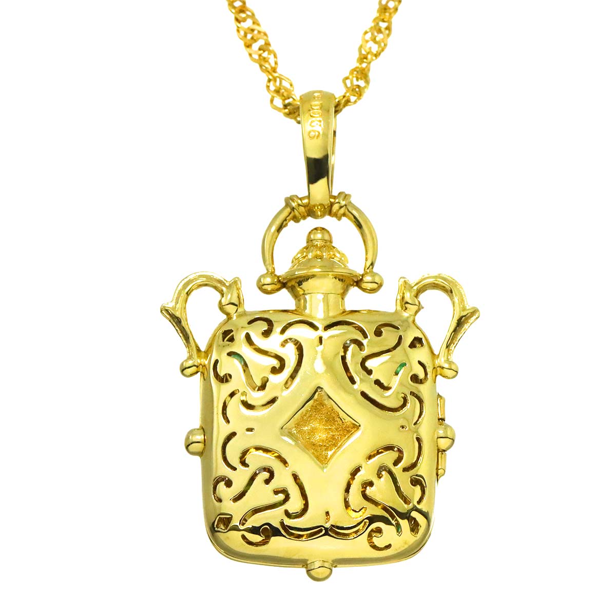 Diamond 0.36ct Ruby Emerald Necklace 18K YG Yellow Gold 750