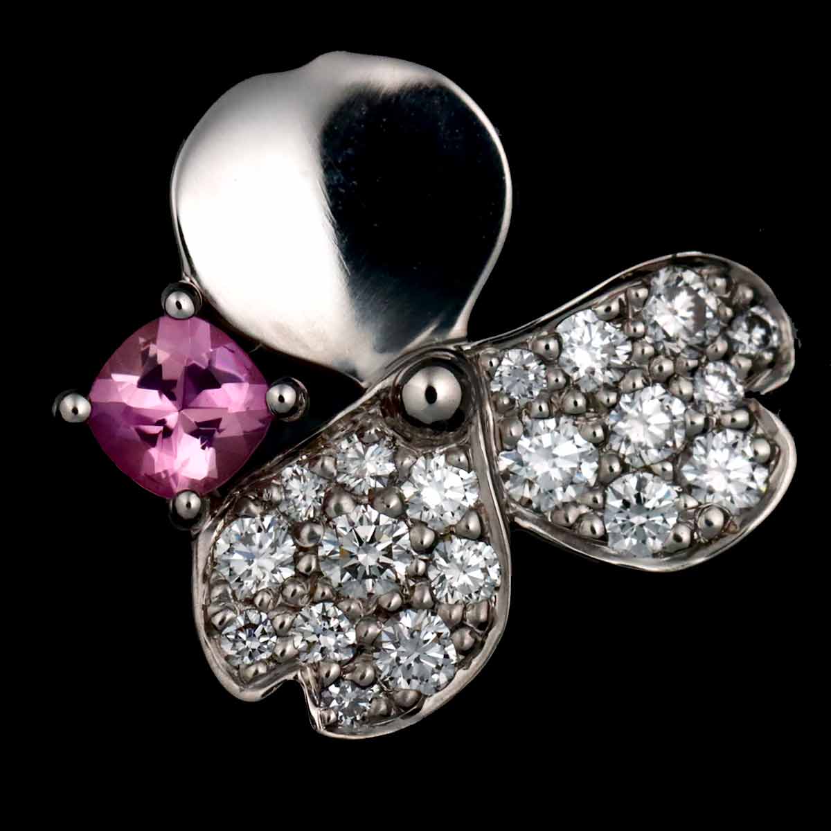 Paper flower Tourmaline Diamond Earrings Pierced Pt Platinum