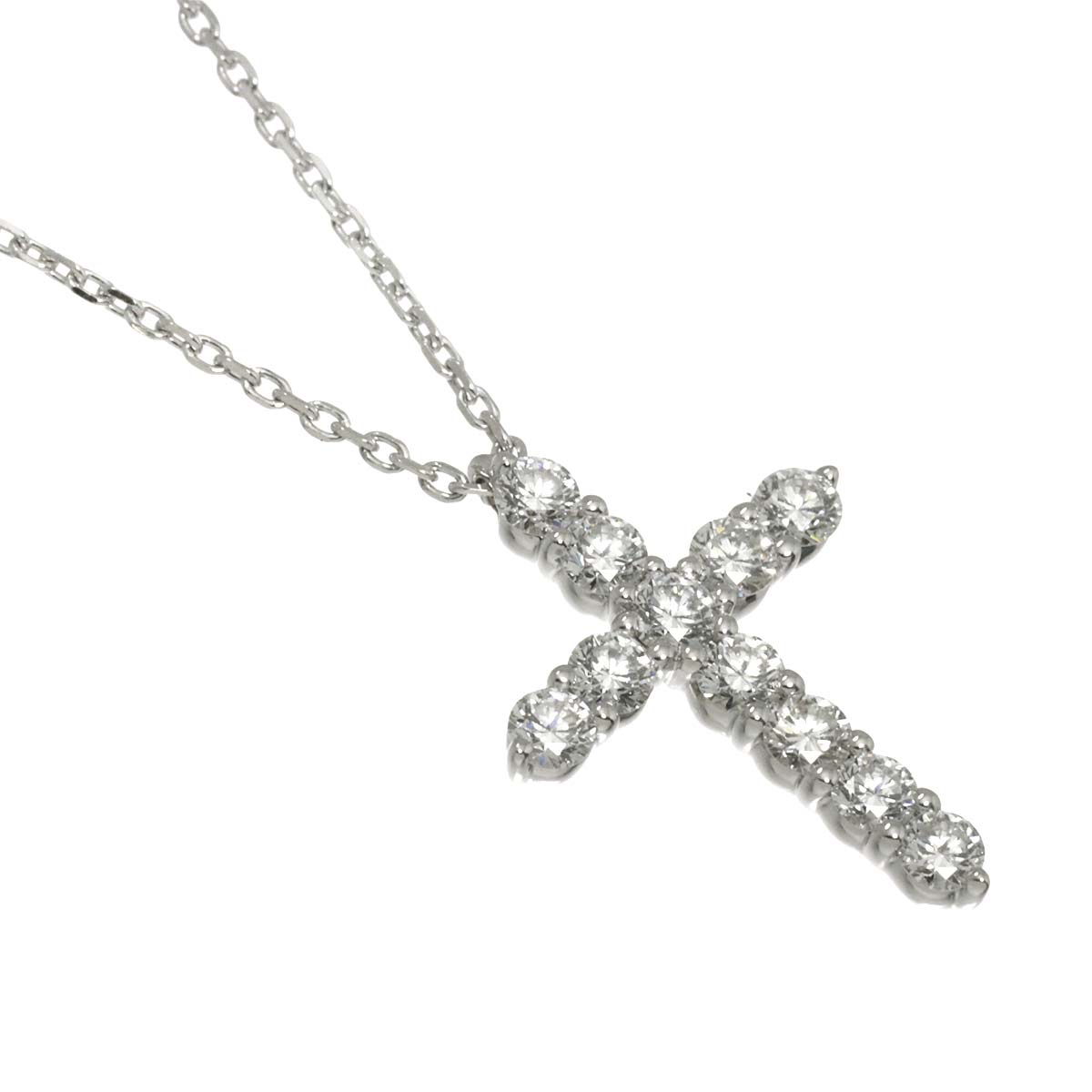 Cross Mini Diamond Necklace 18K WG 750