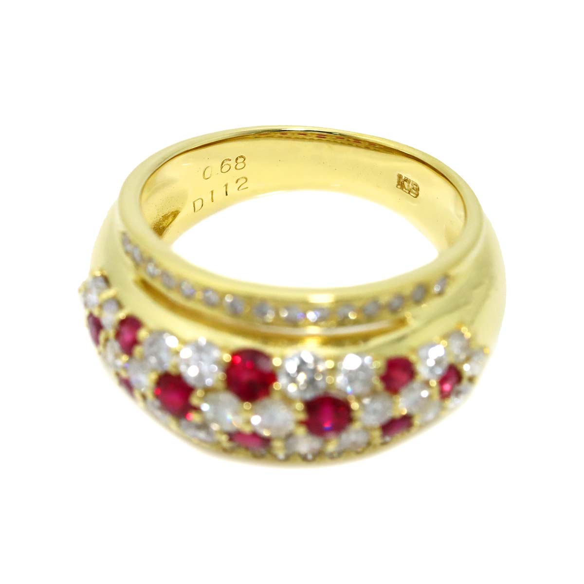 Ruby 0.68ct Diamond 1.12ct Ring 18K YG size5.75-6(US)