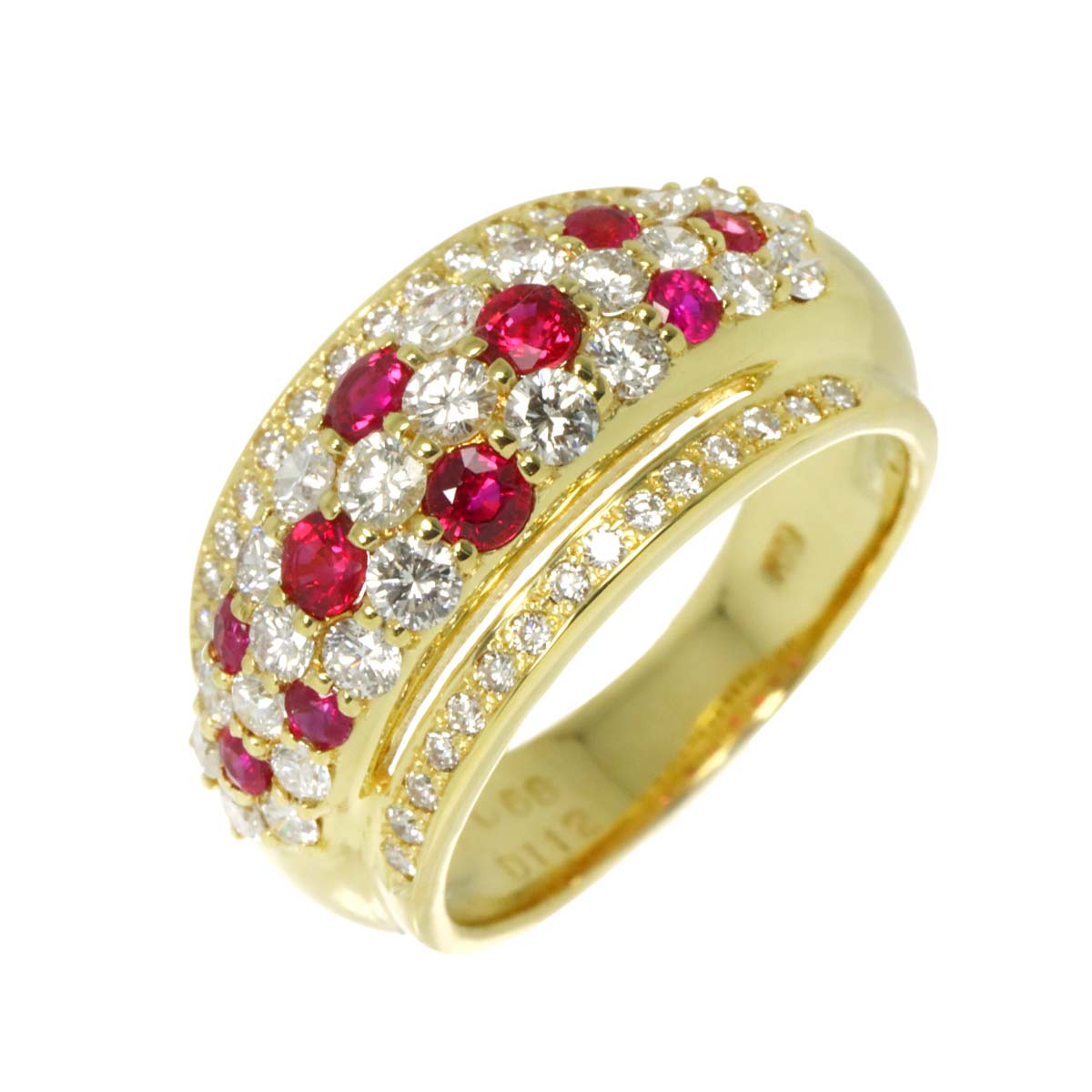 Ruby 0.68ct Diamond 1.12ct Ring 18K YG size5.75-6(US)