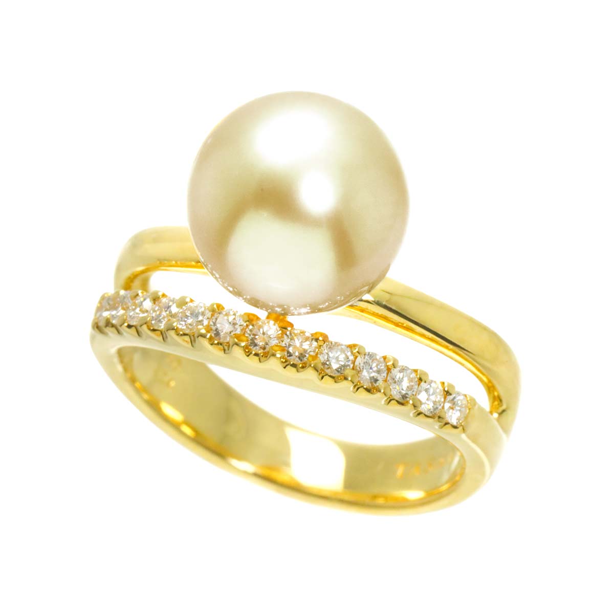 South Sea pearl 10.2mm Diamond 0.24ct Ring 18K YG 750 size 6(US)