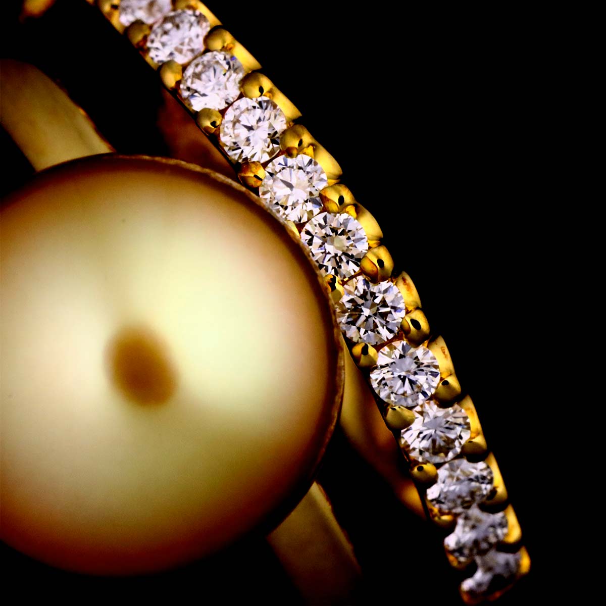 South Sea pearl 10.2mm Diamond 0.24ct Ring 18K YG 750 size 6(US)