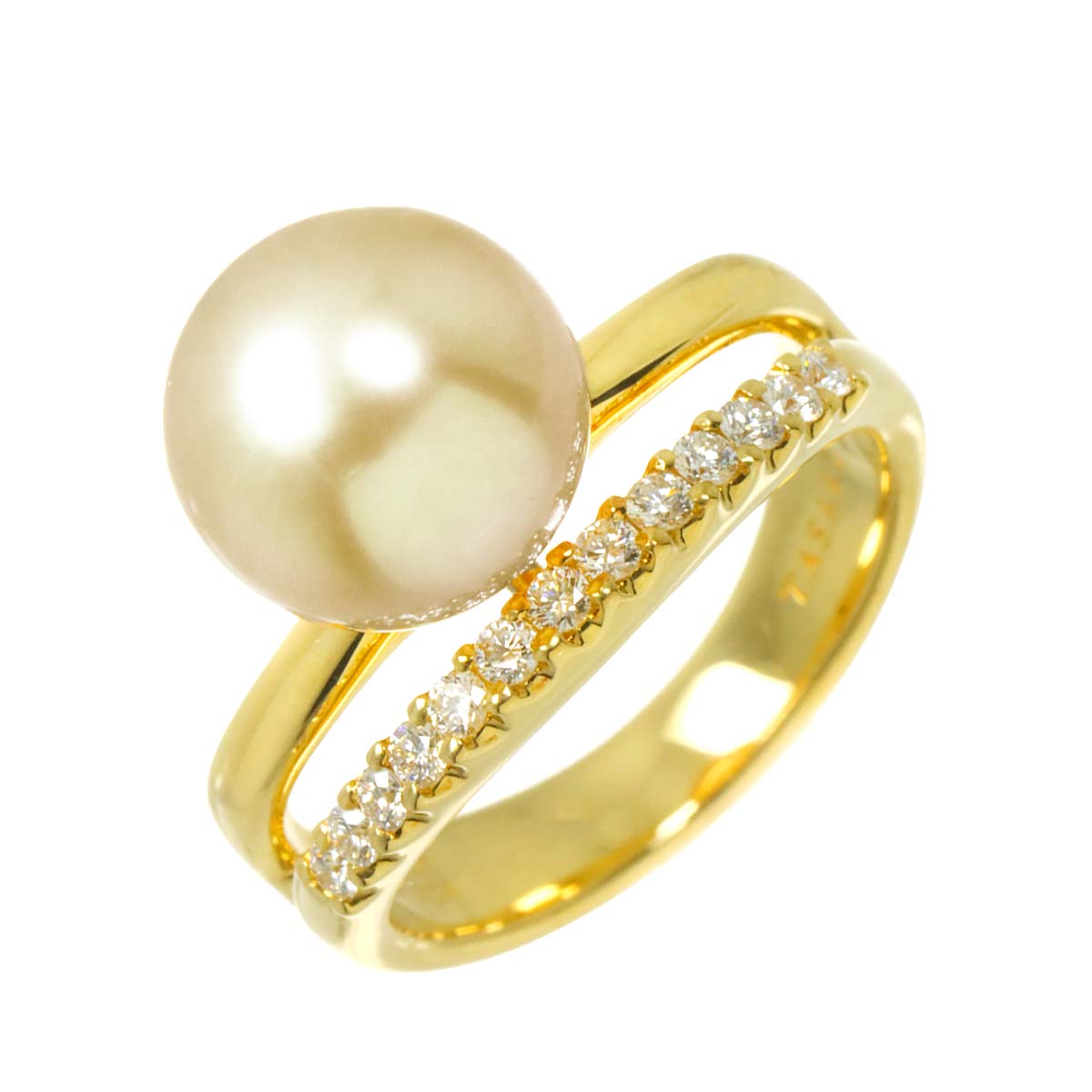 South Sea pearl 10.2mm Diamond 0.24ct Ring 18K YG 750 size 6(US)