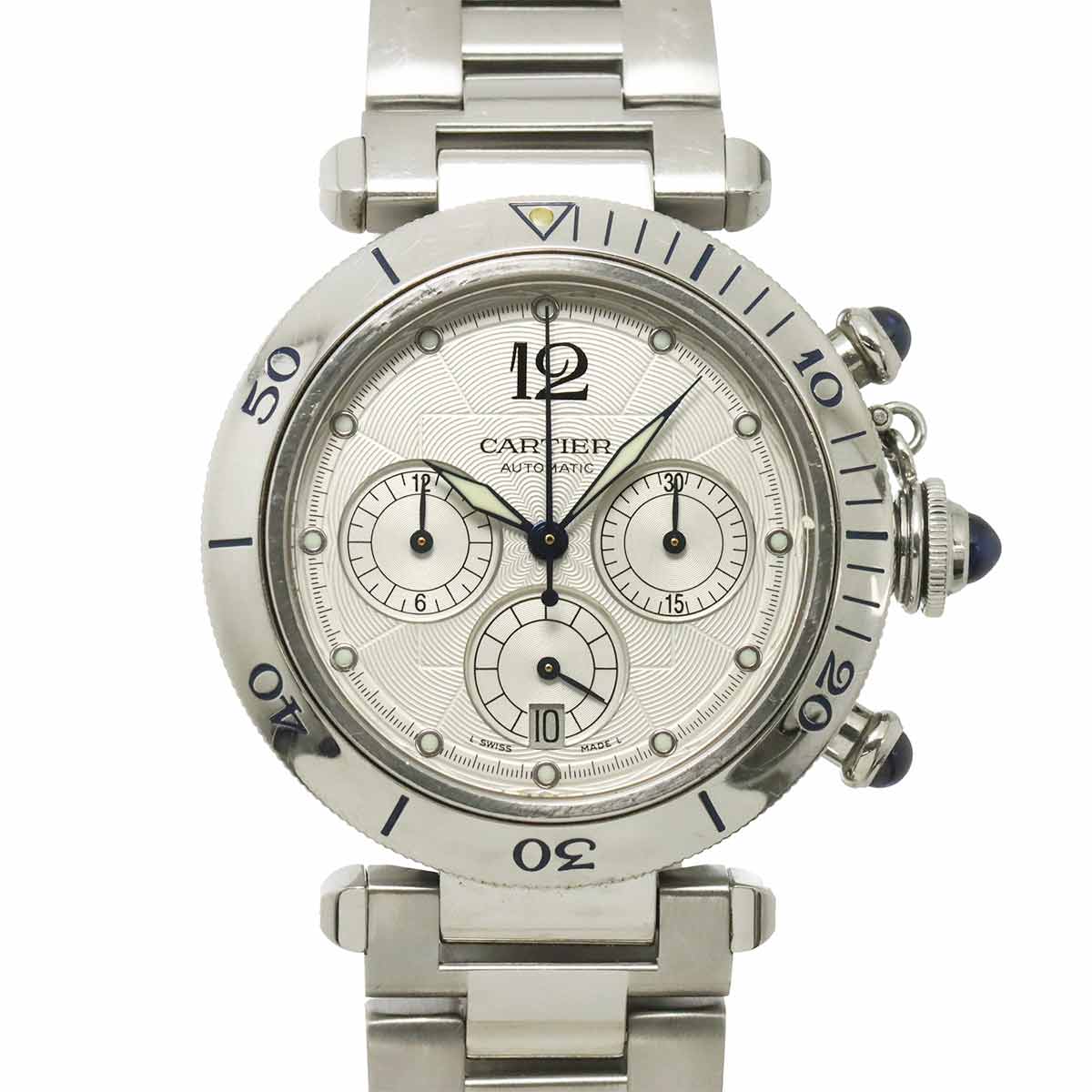 Pasha 38mm W31030H3 Chronograph Date Automatic Silver Dial