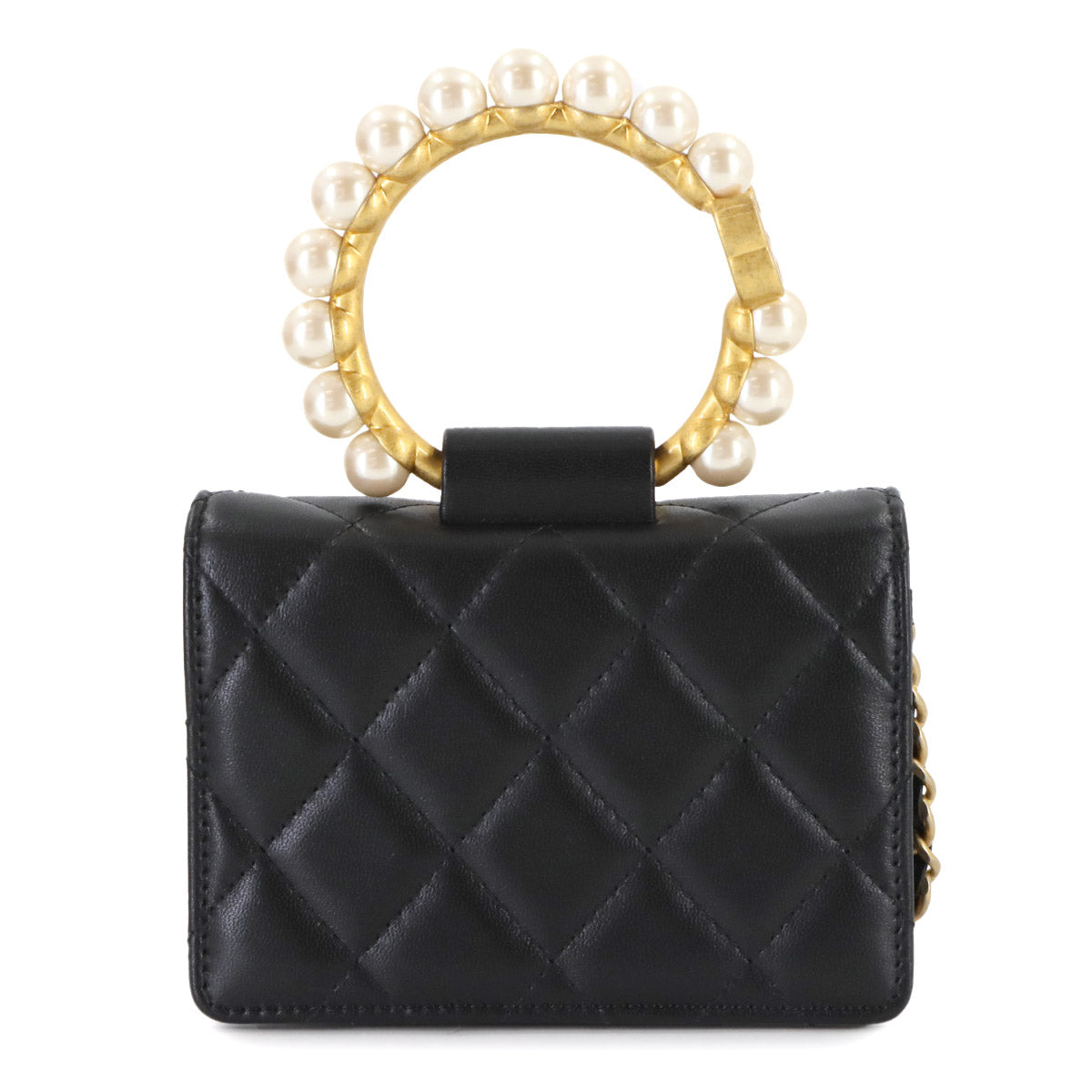 Mini Matelasse Faux Hand Shoulder Bag Leather Black AP2274