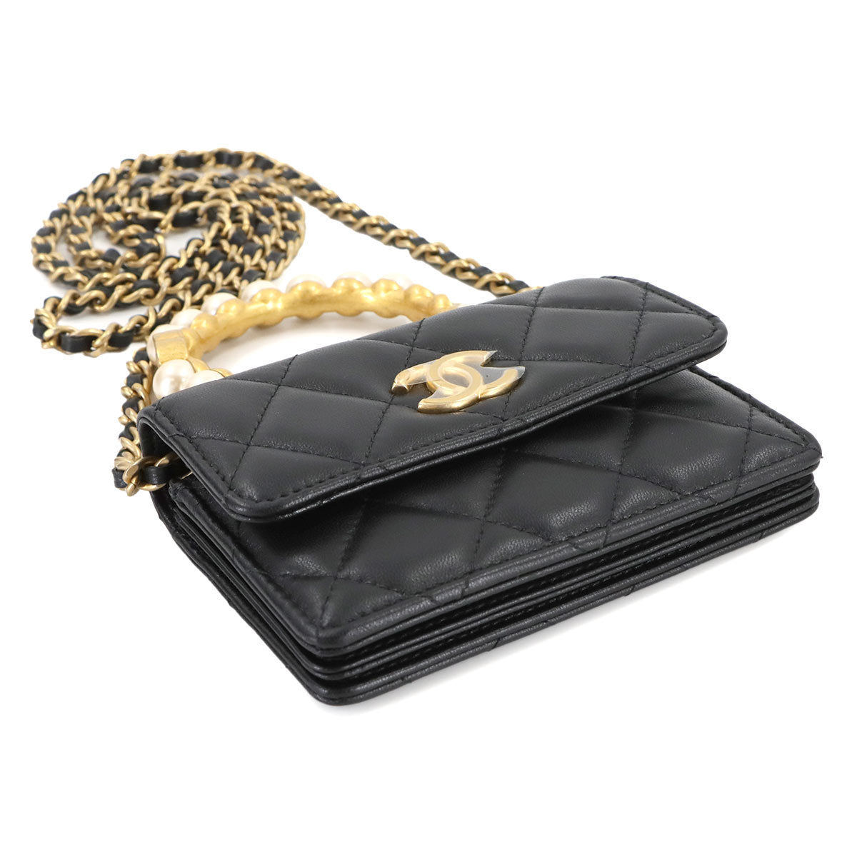 Mini Matelasse Faux Hand Shoulder Bag Leather Black AP2274