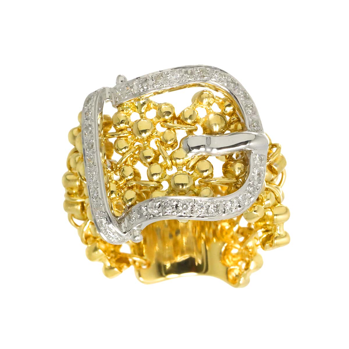 Diamond 0.30ct Ring 18K YG WG Yellow White Gold 750 7.25(US)