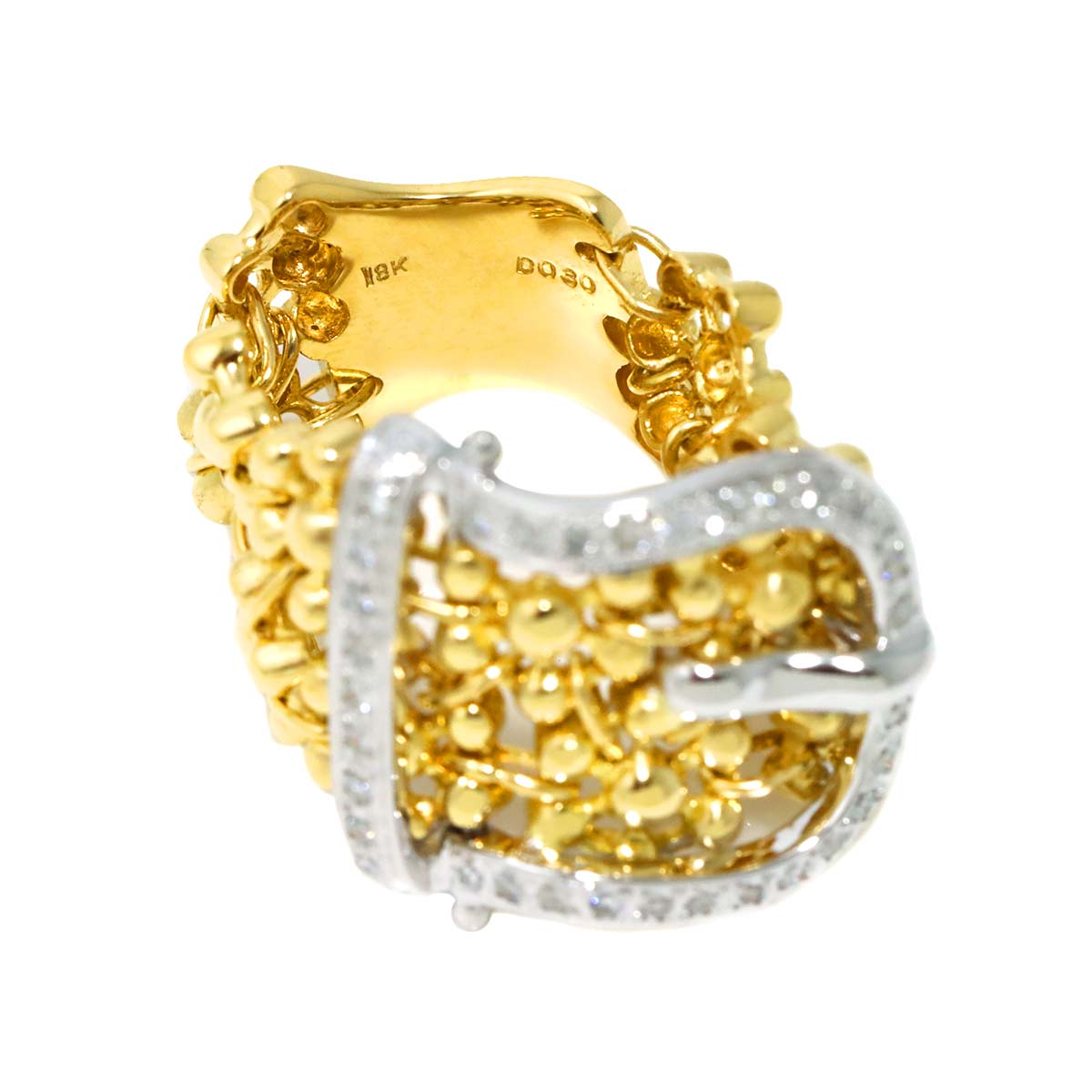 Diamond 0.30ct Ring 18K YG WG Yellow White Gold 750 7.25(US)