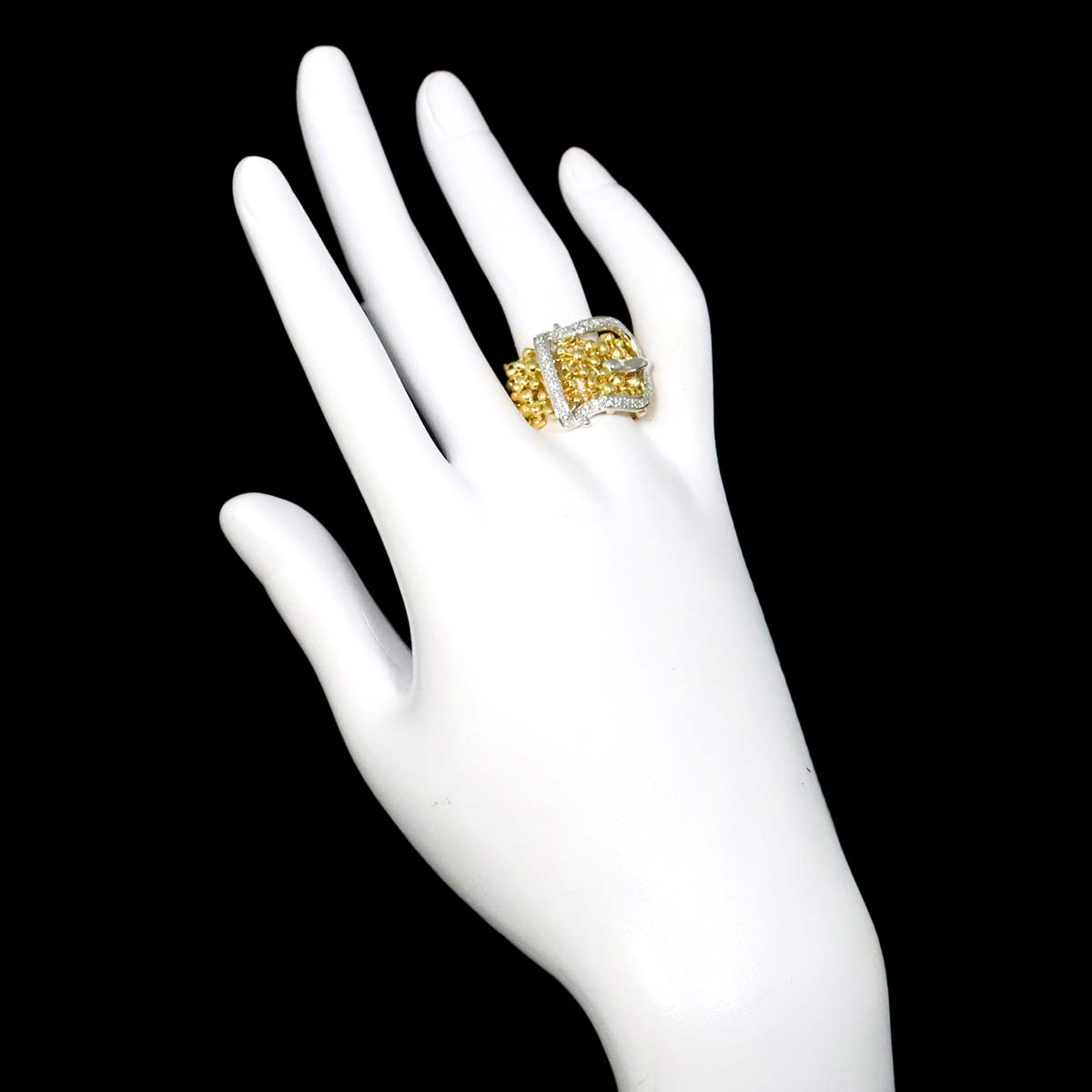 Diamond 0.30ct Ring 18K YG WG Yellow White Gold 750 7.25(US)