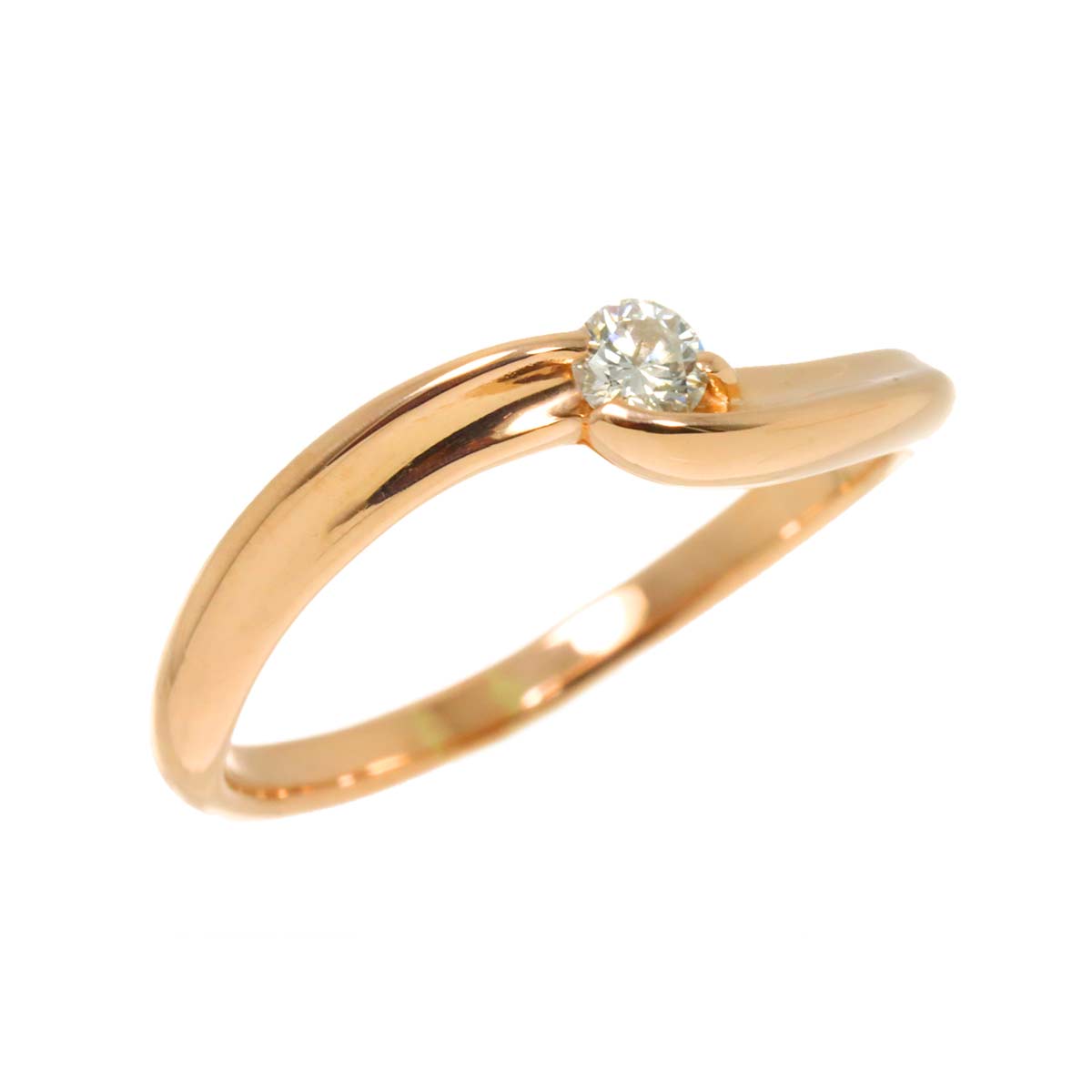 Diamond 0.10ct Ring 10K PG Pink Gold 416 Size5.5-5.75(US)
