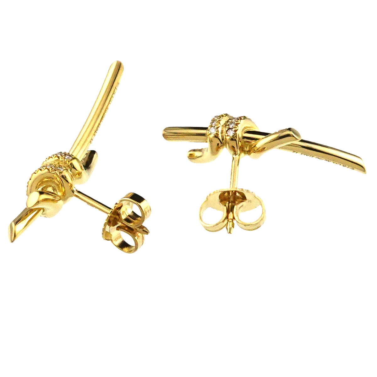 Knot Diamond Earrings Pierced 18K Yellow Gold 750