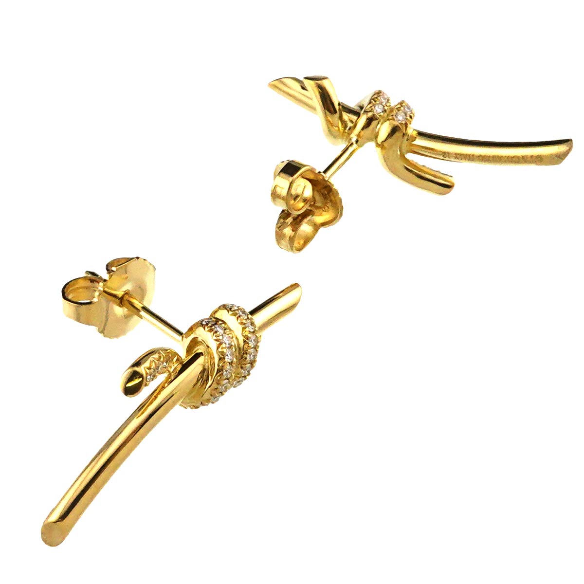 Knot Diamond Earrings Pierced 18K Yellow Gold 750