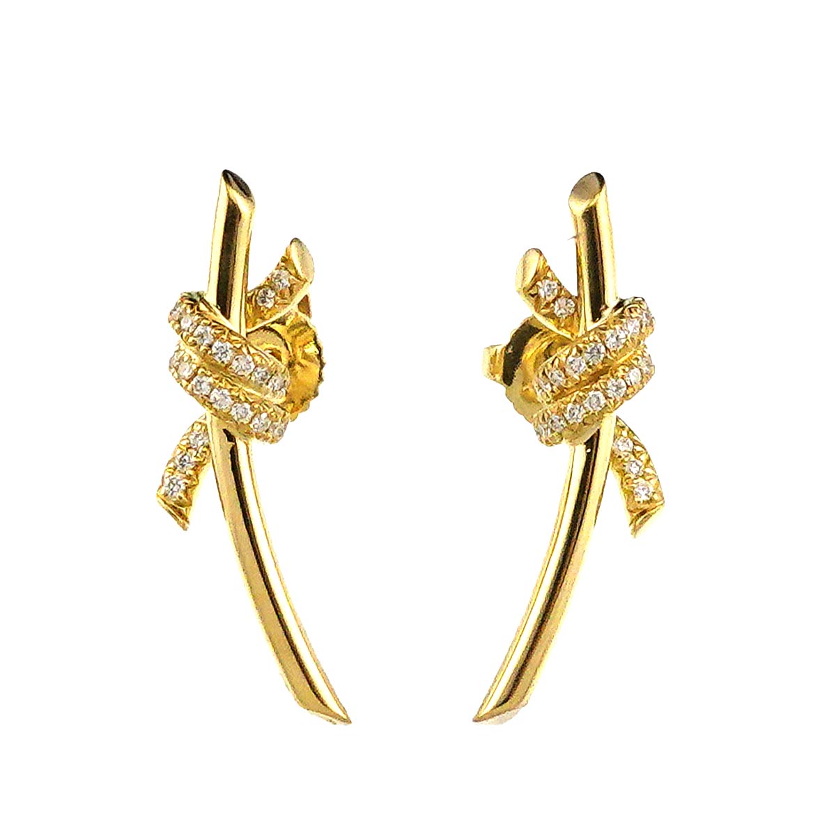Knot Diamond Earrings Pierced 18K Yellow Gold 750