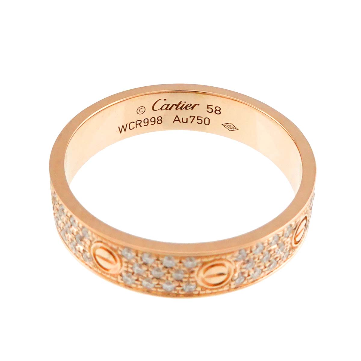 Love Ring SM Full Pave Diamond 18K PG 750 size58 8.25(US)