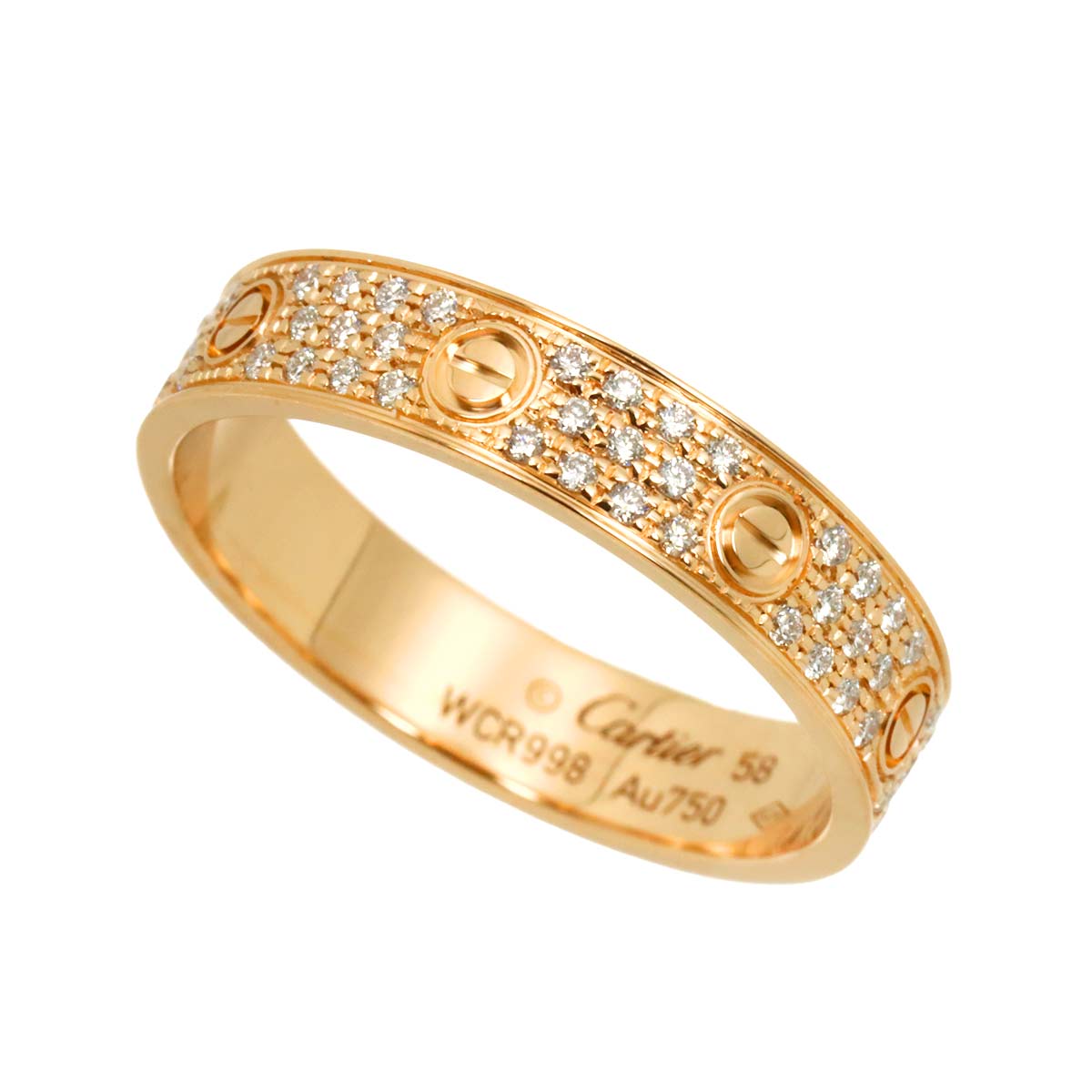 Love Ring SM Full Pave Diamond 18K PG 750 size58 8.25(US)