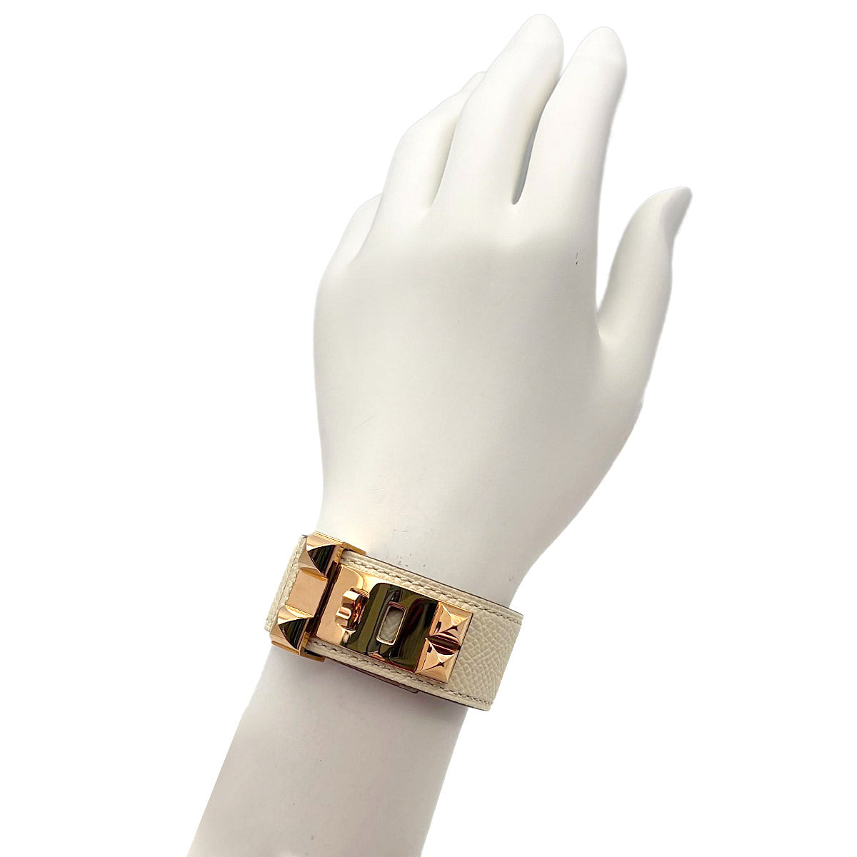 Collier De Chien Bangle Veau Epsom Nata White Bracelet