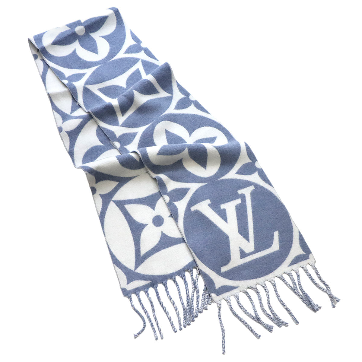 Flight Mode LV Medallion Scarf Wool Blue M79214