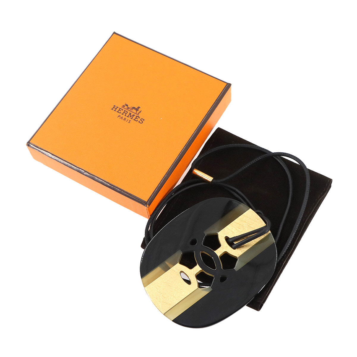 Lift GM Pendant Buffalo Horn Black Beige Gold Necklace