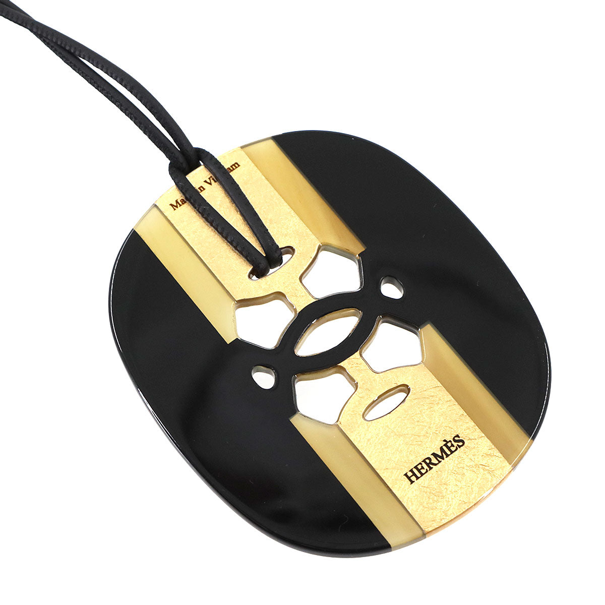 Lift GM Pendant Buffalo Horn Black Beige Gold Necklace