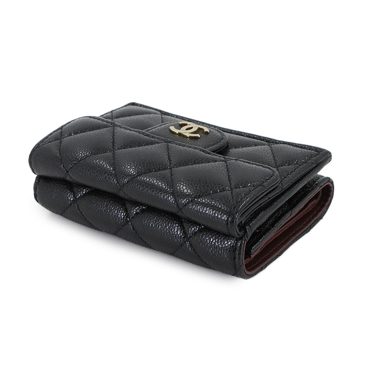 Matelasse Compact Wallet Leather Black AP0230 Purse