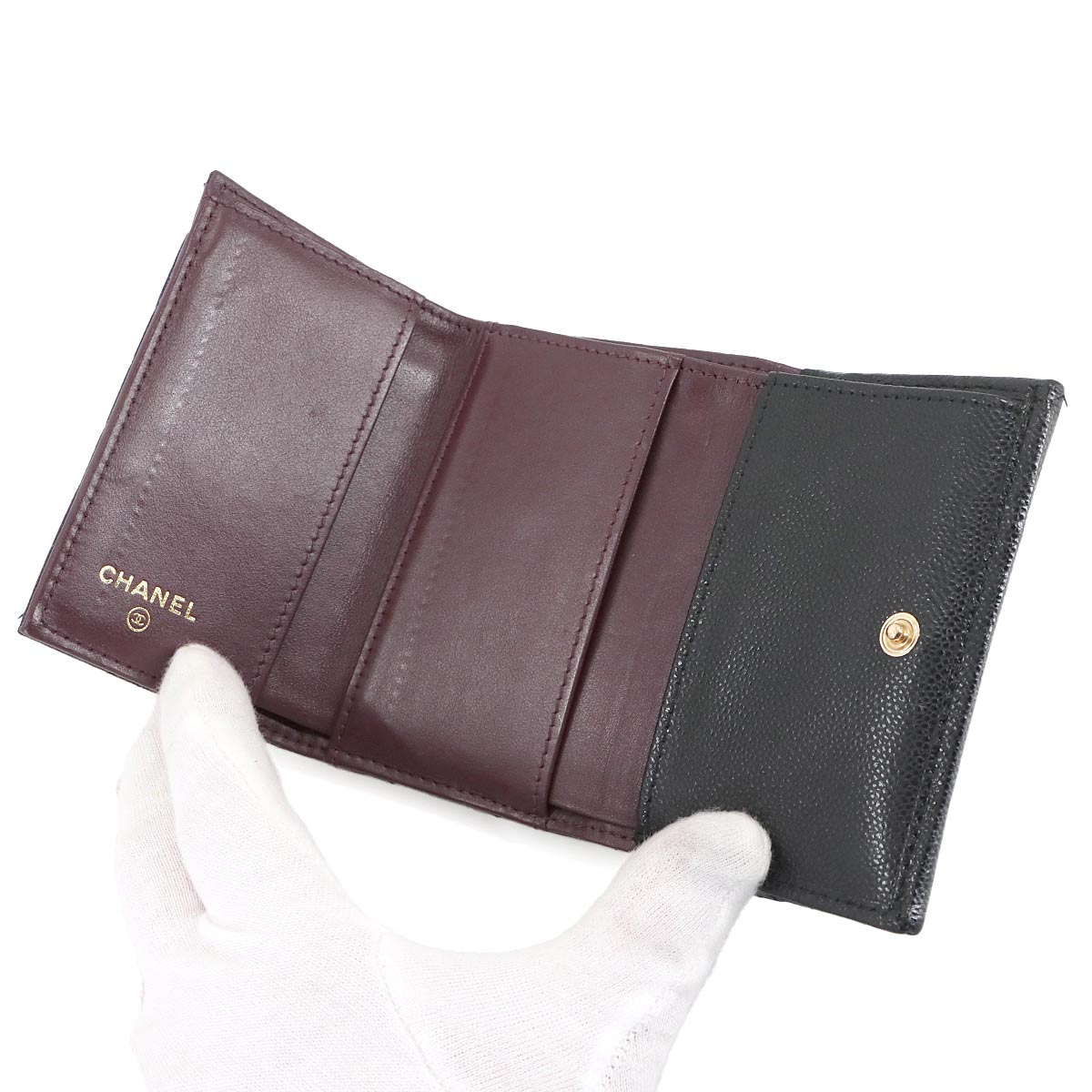 Matelasse Compact Wallet Leather Black AP0230 Purse