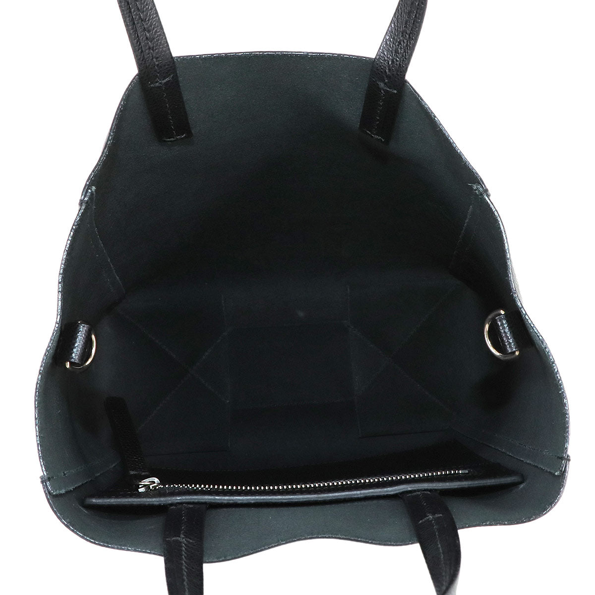 Small Vertical Cabas 2way Tote Shoulder Bag Leather Black