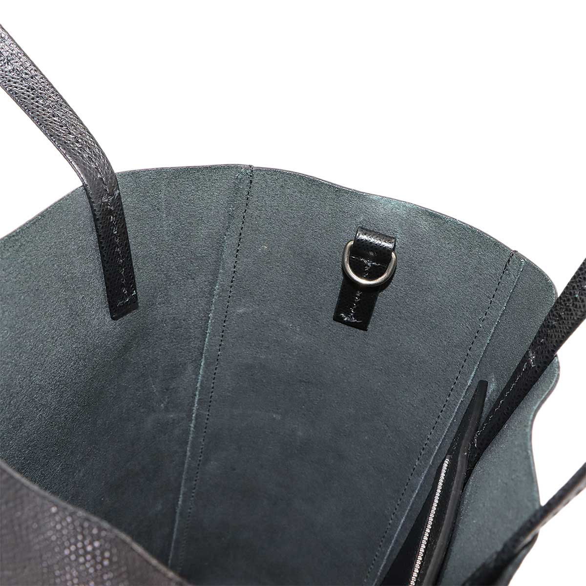 Small Vertical Cabas 2way Tote Shoulder Bag Leather Black