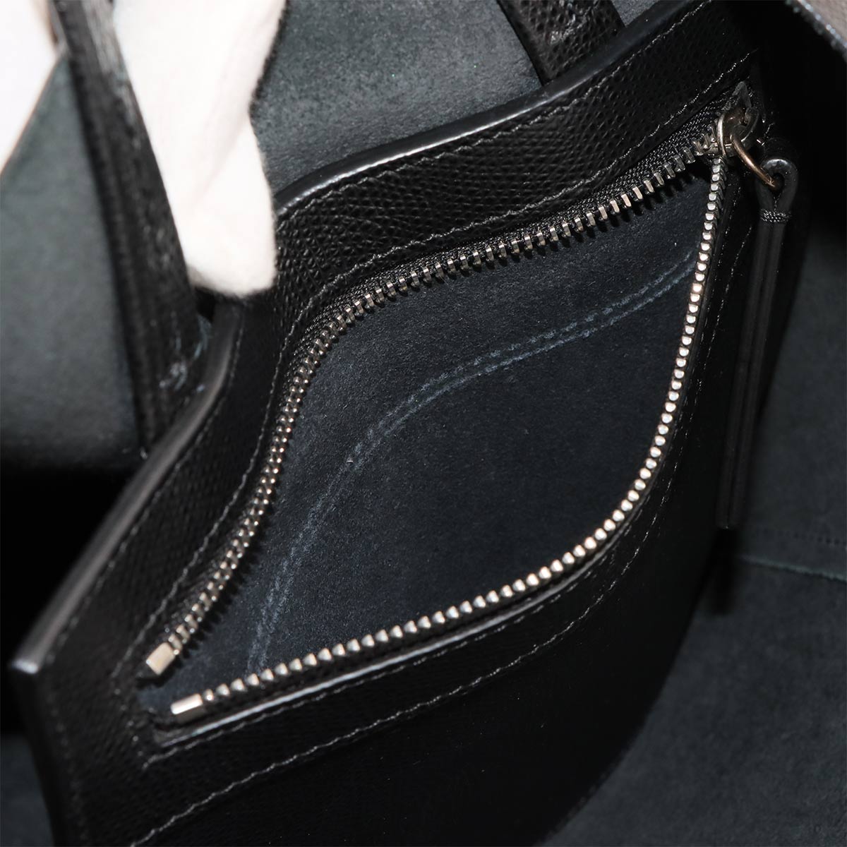 Small Vertical Cabas 2way Tote Shoulder Bag Leather Black