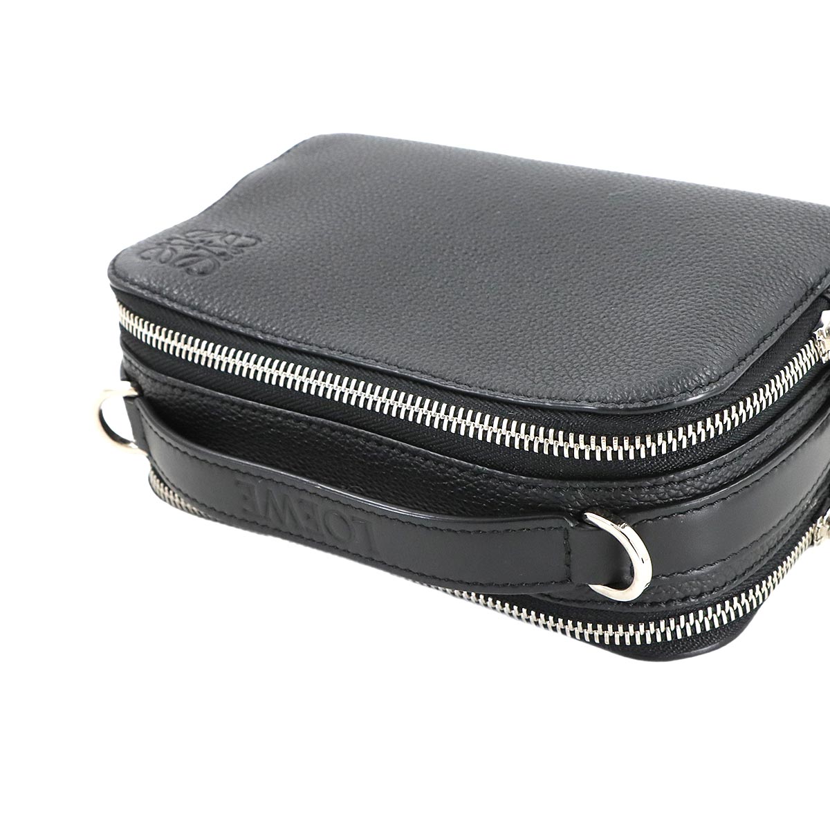 Mini crossbody camera Bag Hand Shoulder Bag Leather Black Anagram