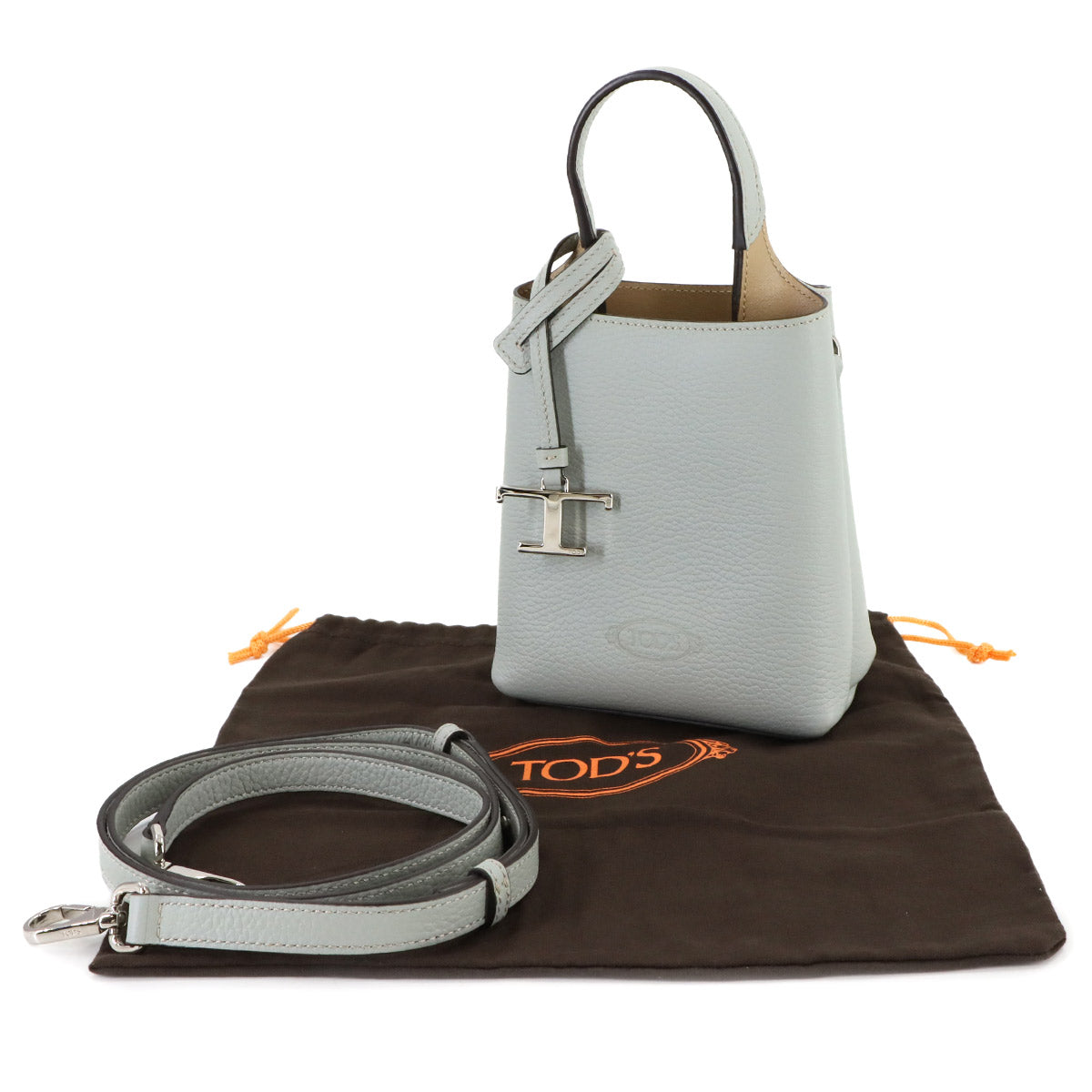 Timeless Micro 2way Hand Shoulder Bag Leather Blue gray