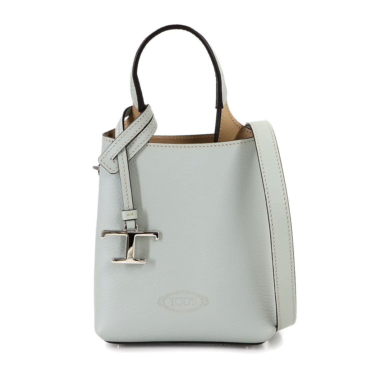 Timeless Micro 2way Hand Shoulder Bag Leather Blue gray