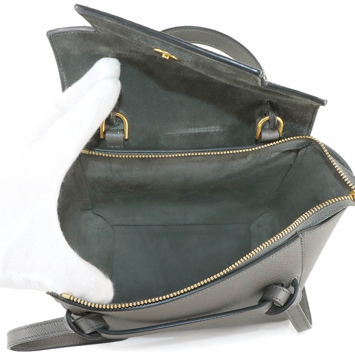 Belt Bag Nano 2way Hand Shoulder Bag Leather Gray 189003