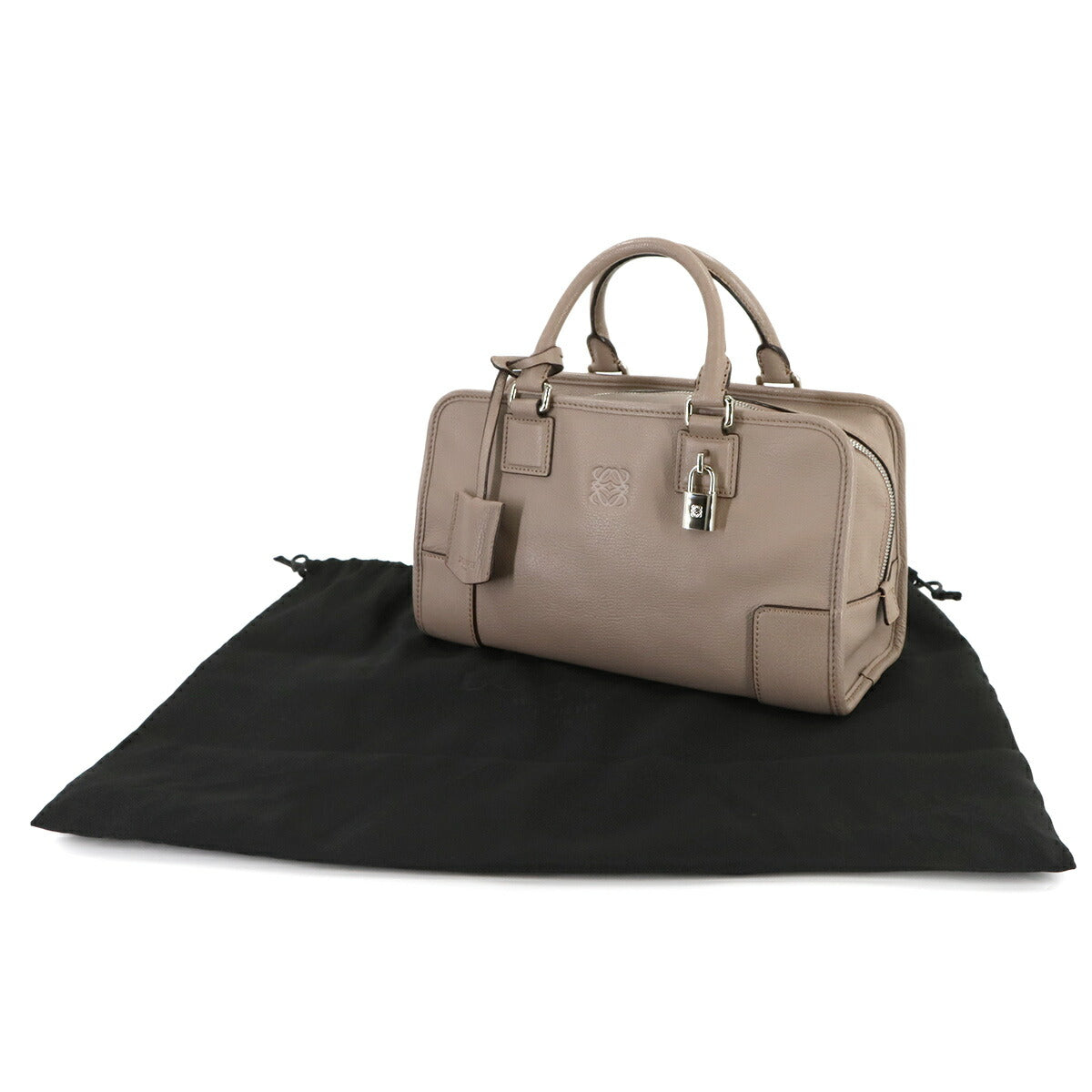 Amazona 28 Hand Bag Leather Beige Anagram Purse