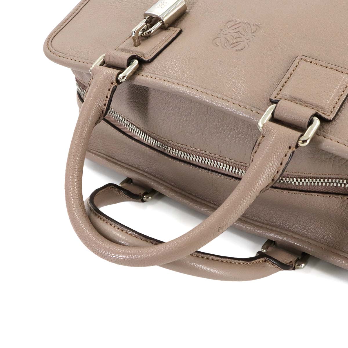 Amazona 28 Hand Bag Leather Beige Anagram Purse