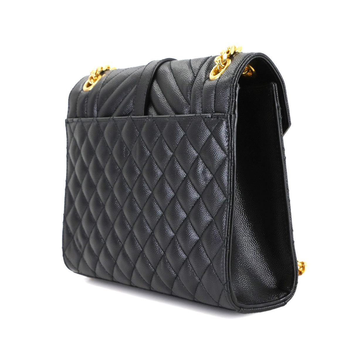 Envelope Medium Chain Shoulder Bag Leather Black 600185