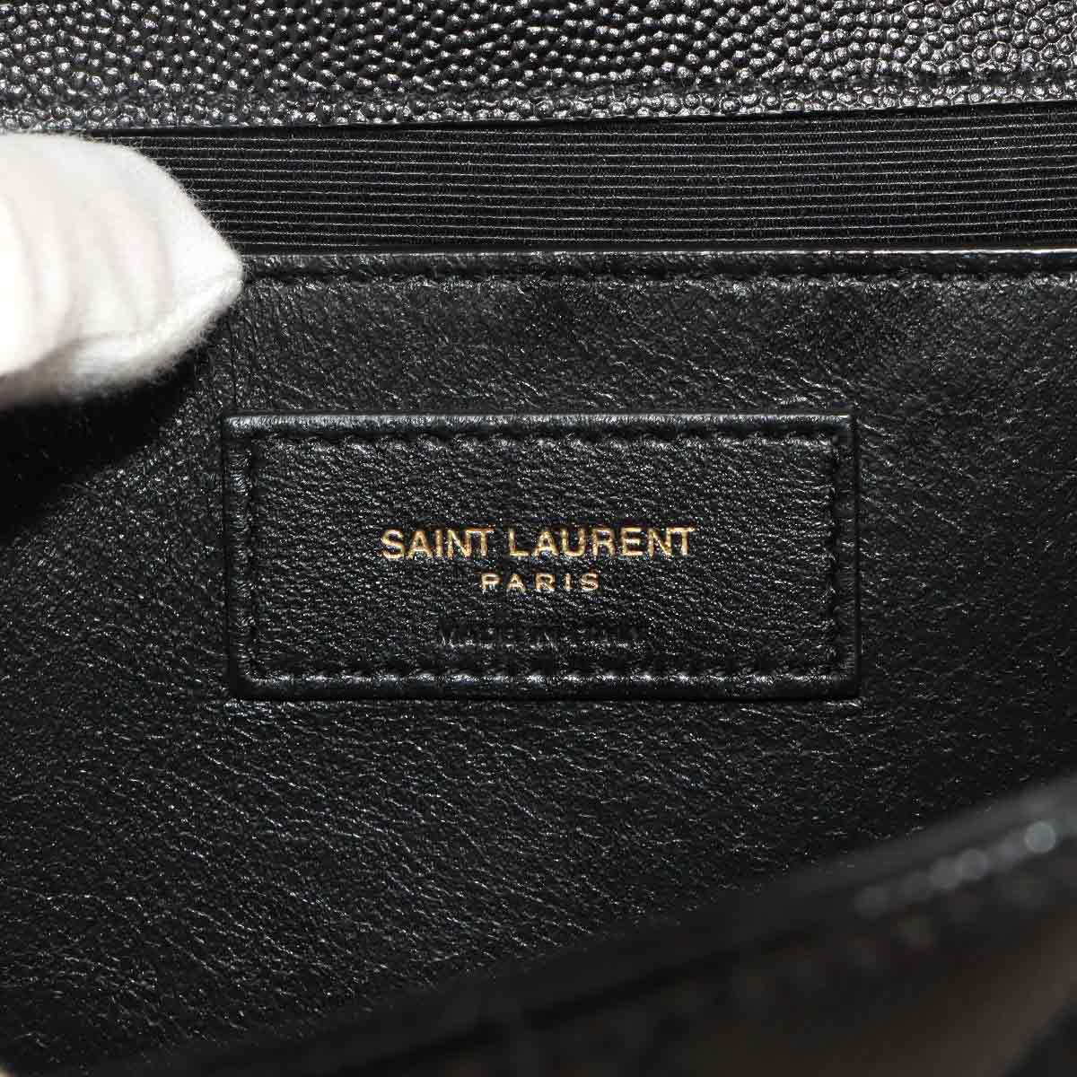 Envelope Medium Chain Shoulder Bag Leather Black 600185