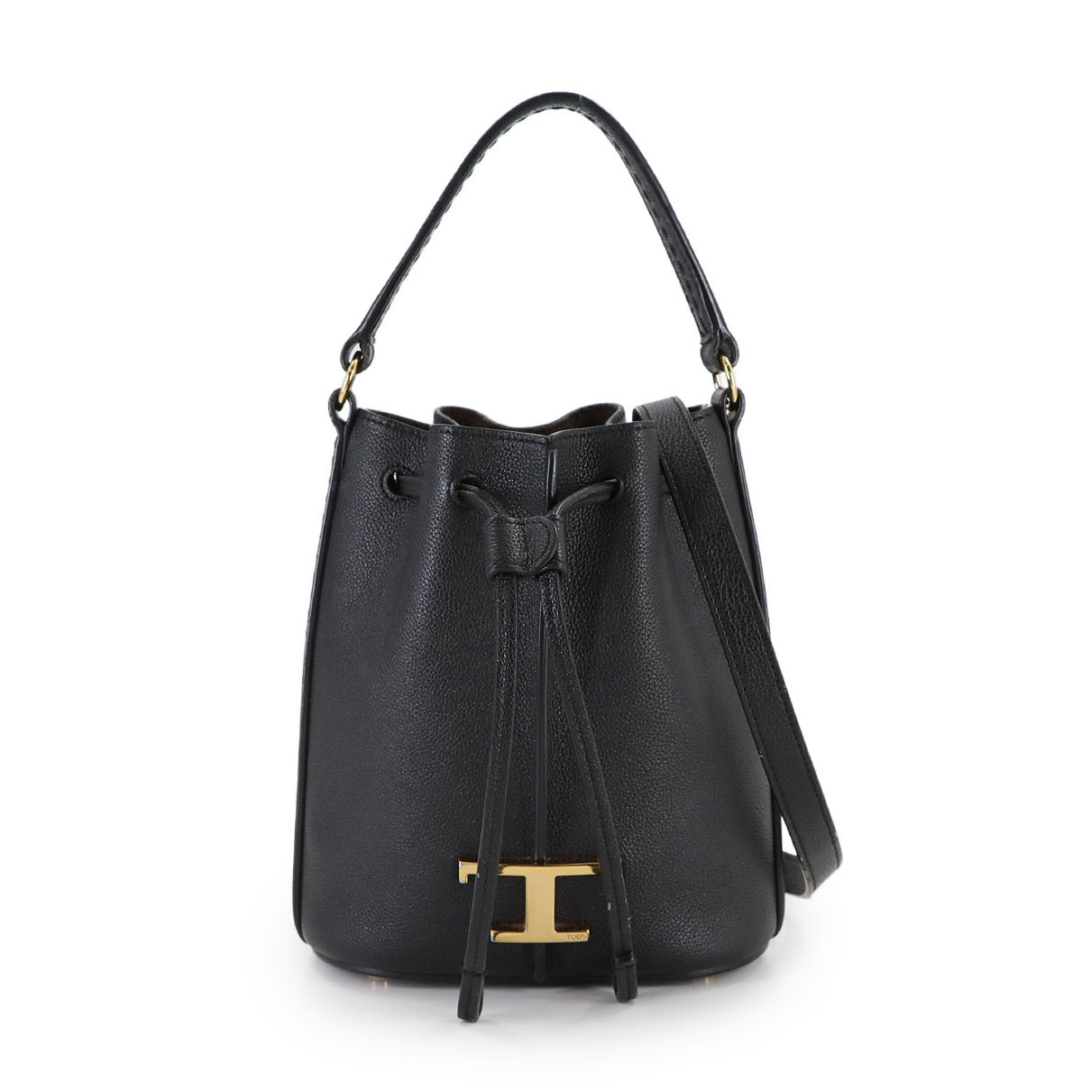 T Timeless Bucket Bag Hand Shoulder Bag Leather Black Purse