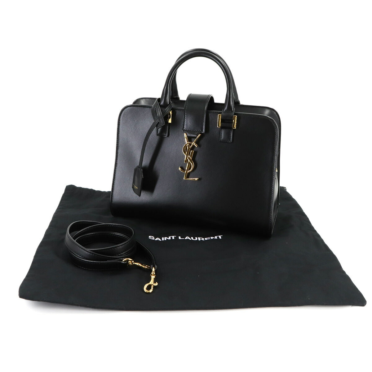 Baby Cabas Hand Shoulder Bag Leather Black 568853