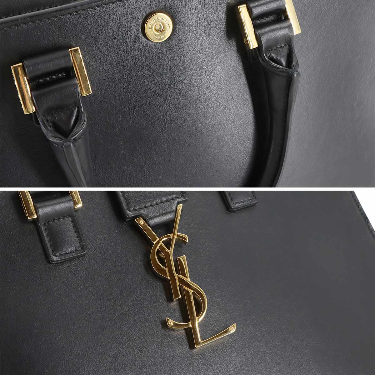 Baby Cabas Hand Shoulder Bag Leather Black 568853