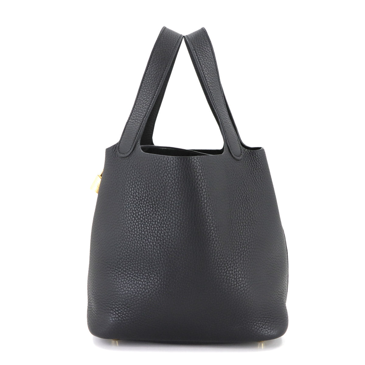 Picotin Lock MM Hand Bag Taurillon Clemence Black Purse
