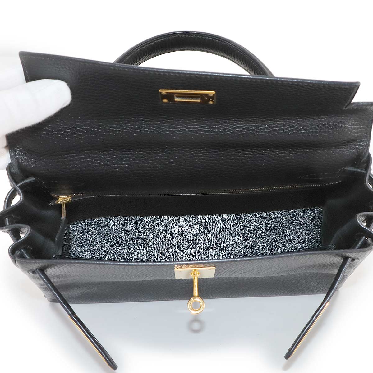Kelly 28 Ardennes Black 2way Hand Shoulder Bag Purse