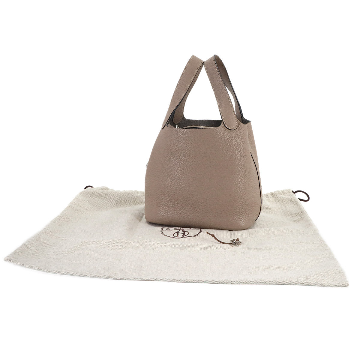 Picotin Lock PM Hand Bag Taurillon Clemence Gris tourterelle