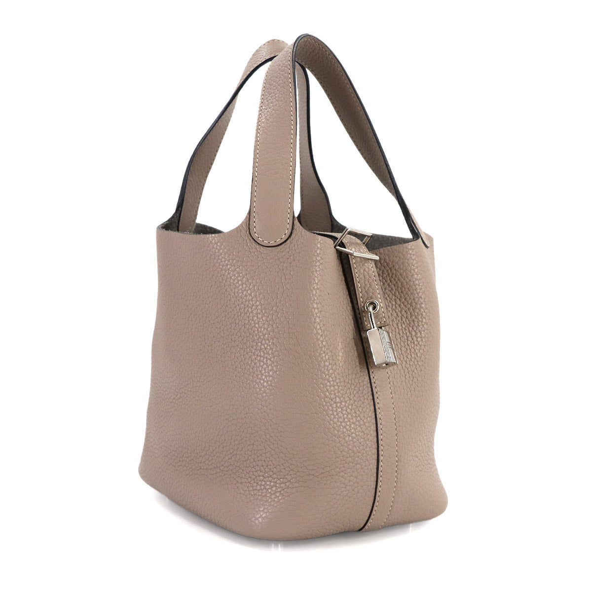 Picotin Lock PM Hand Bag Taurillon Clemence Gris tourterelle