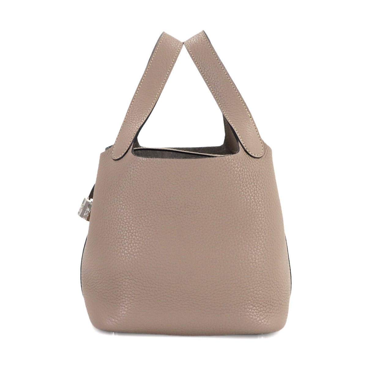 Picotin Lock PM Hand Bag Taurillon Clemence Gris tourterelle