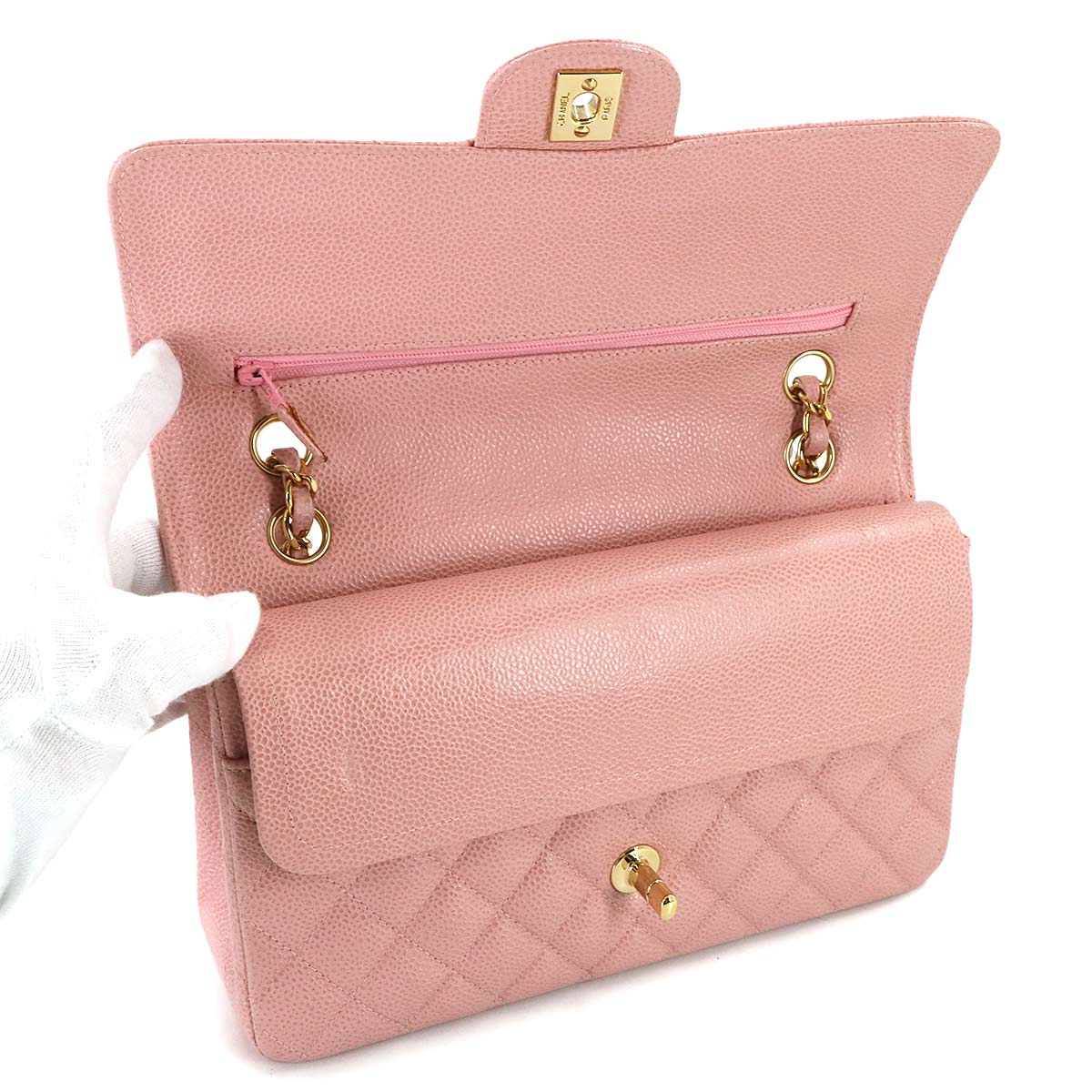 Matelasse 25 Chain Shoulder Bag Leather Pink A01112 Purse