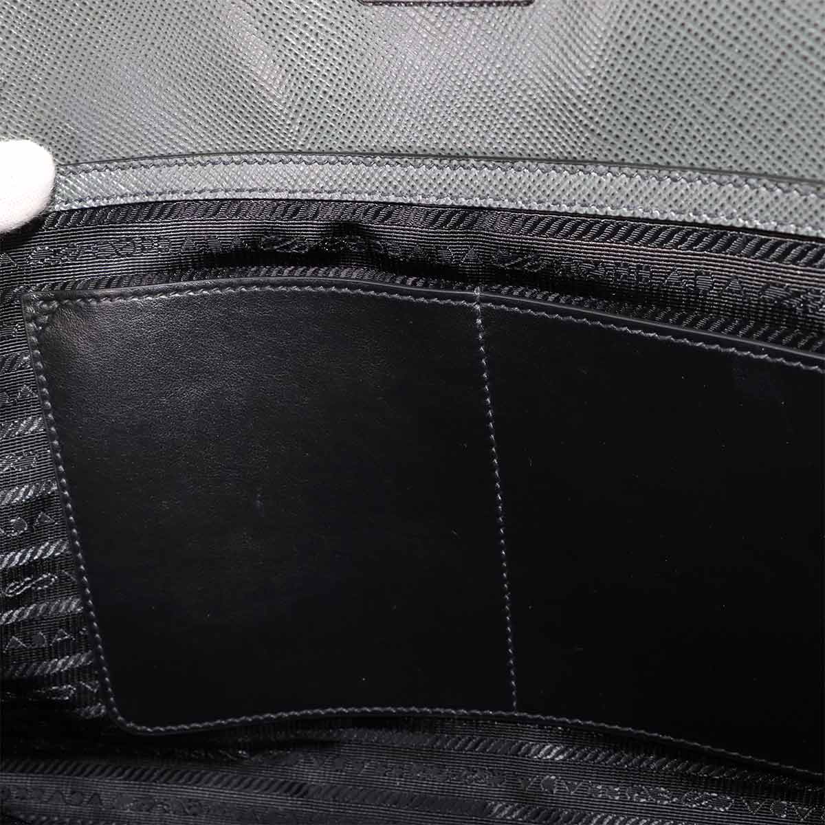 Briefcase Shoulder Bag Saffiano Leather Gray 2VN006