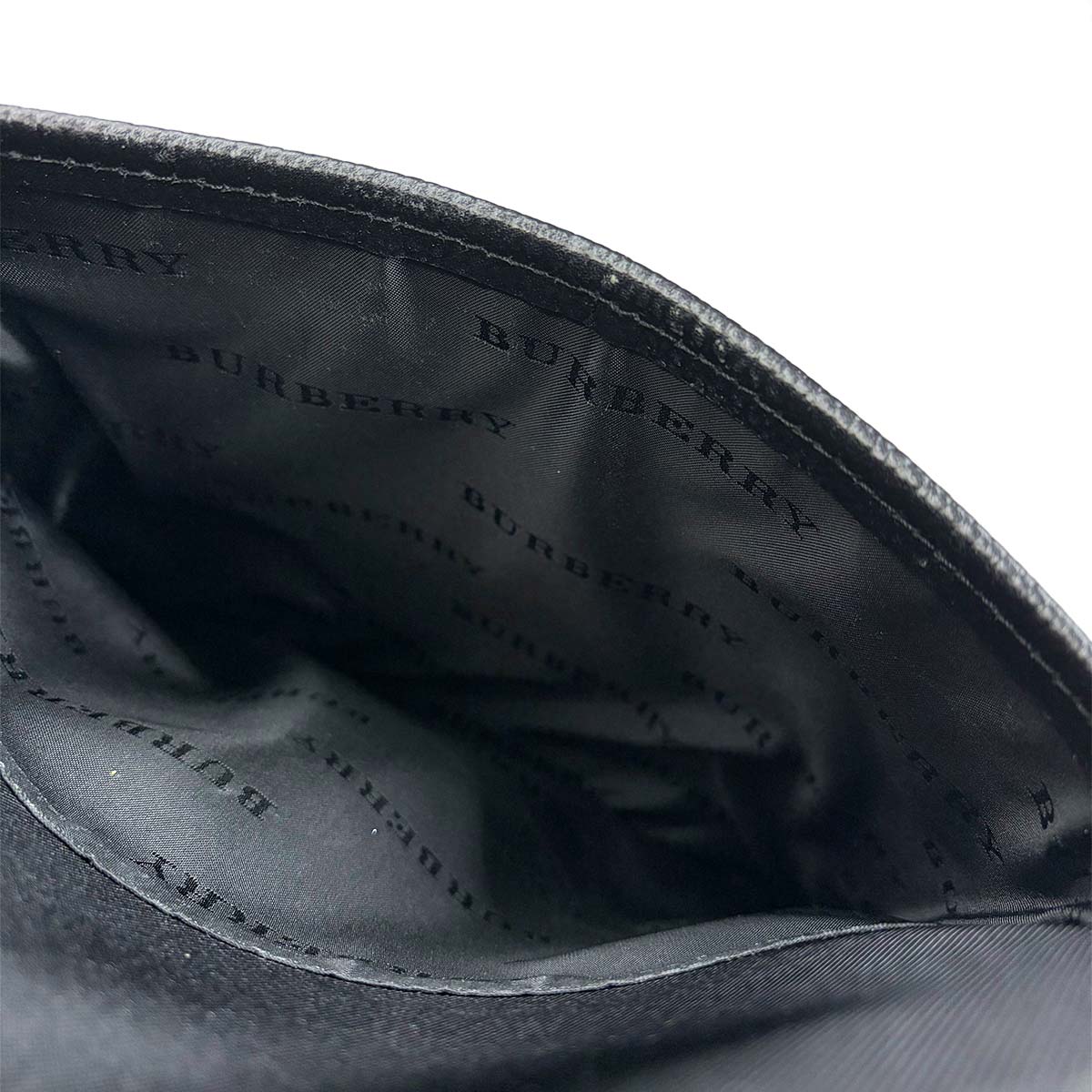 Plaid Shoulder Bag Nylon Leather Black Beige Purse